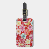 Falln Crimson Floral Chirimen Gepäckanhänger (Vorderseite vertikal)