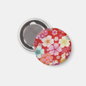 Falln Crimson Floral Chirimen Magnet (Vorderseite/Rückseite)