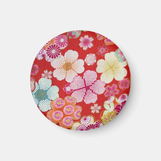 Falln Crimson Floral Chirimen Magnet (Vorne)