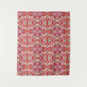 Falln Crimson Floral Chirimen Wandteppich