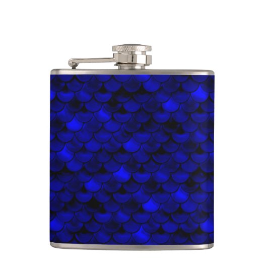 Falln Dark Blue Mermaid Scales Flachmann (Vorderseite)