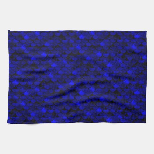 Falln Dark Blue Mermaid Scales Geschirrtuch (Horizontal)