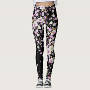 Falln, das rosa Blumen kaskadiert Leggings