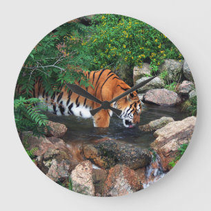 Falln Drink Tiger Große Wanduhr