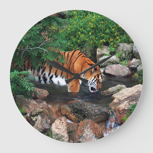 Falln Drink Tiger Große Wanduhr (Vorderseite)