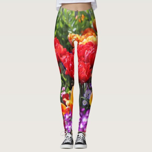 Falln Floral Crimson Waves Leggings (Vorderseite)