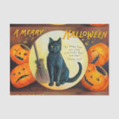 Falln fröhliche Halloween Katze Seidenpapier (Vorderseite)