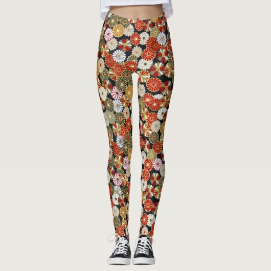 Falln Golden Chrysanthemums Leggings (Vorderseite)