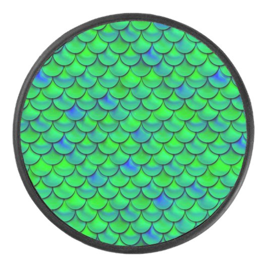 Falln Green Blue Scales Eishockey Puck (Vorderseite)