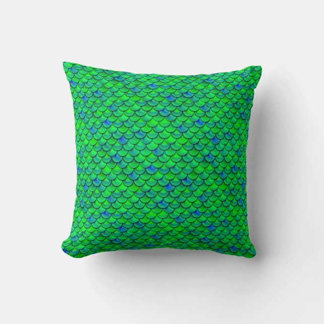 Falln Green Blue Scales Kissen (Vorderseite)