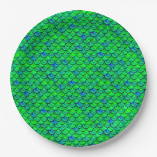 Falln Green Blue Scales Pappteller
