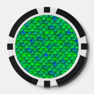 Falln Green Blue Scales Pokerchips