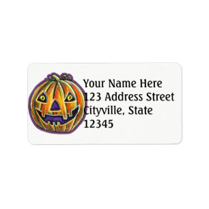 Falln Grinning Pumpkin Vintage Halloween Adressaufkleber