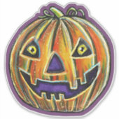 Falln Grinning Pumpkin Vintage Halloween Aufkleber (Vorderseite)