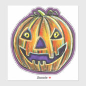 Falln Grinning Pumpkin Vintage Halloween Aufkleber (Blatt)