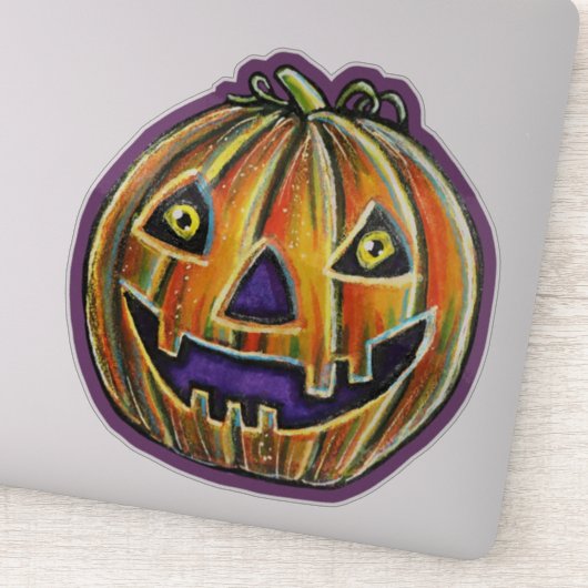 Falln Grinning Pumpkin Vintage Halloween Aufkleber (Detail)