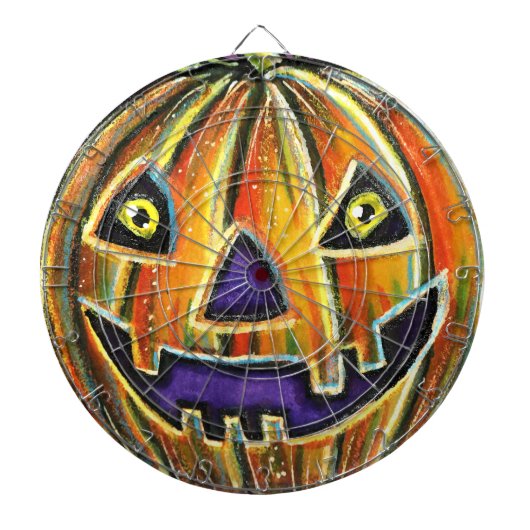 Falln Grinning Pumpkin Vintage Halloween Dartscheibe (vorne)