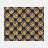 Falln Grinning Pumpkin Vintage Halloween Fleecedecke (Vorderseite (Horizontal))