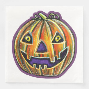 Falln Grinning Pumpkin Vintage Halloween Serviette