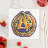 Falln Grinning Pumpkin Vintage Halloween Serviette (Beispiel)