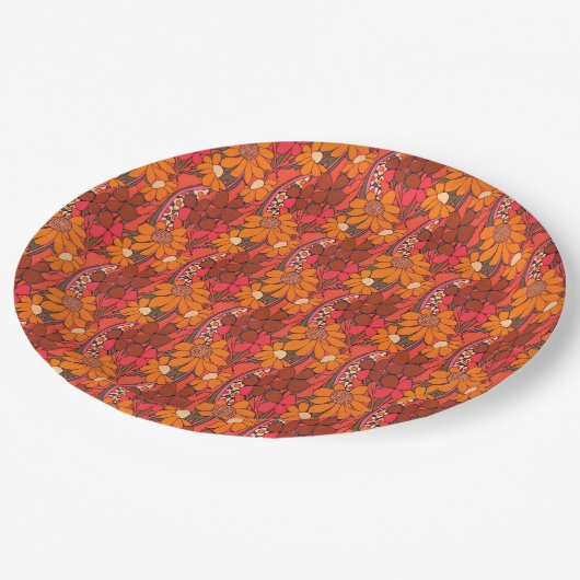 Falln Groovy Blume Pappteller (Schrägansicht)