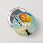 Falln Happy Halloween Pumpkin Hexe Button (Vorne & Hinten)