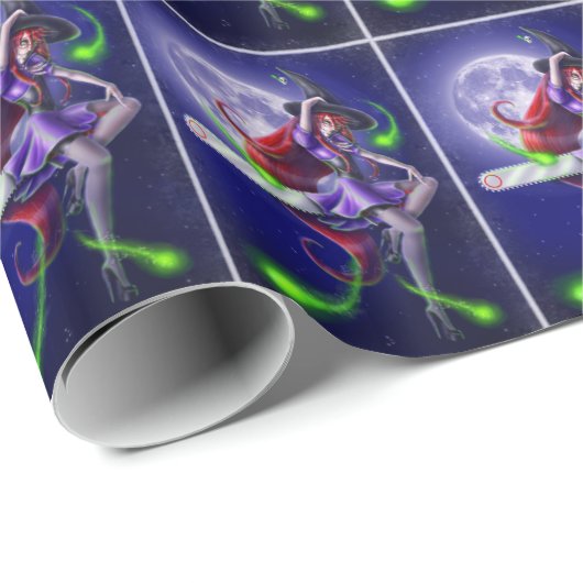 Falln Happy Halloween Pumpkin Hexe Geschenkpapier (Rolleneckpunkt)