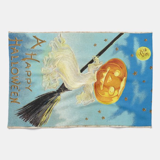 Falln Happy Halloween Pumpkin Hexe Geschirrtuch (Horizontal)