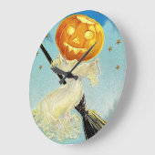 Falln Happy Halloween Pumpkin Hexe Große Wanduhr (Winkel)