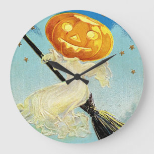 Falln Happy Halloween Pumpkin Hexe Große Wanduhr