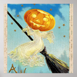 Falln Happy Halloween Pumpkin Hexe Poster