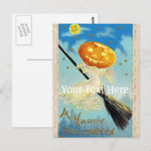 Falln Happy Halloween Pumpkin Hexe Postkarte (Vorne/Hinten)