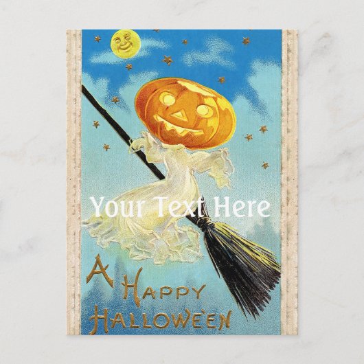 Falln Happy Halloween Pumpkin Hexe Postkarte (Vorderseite)