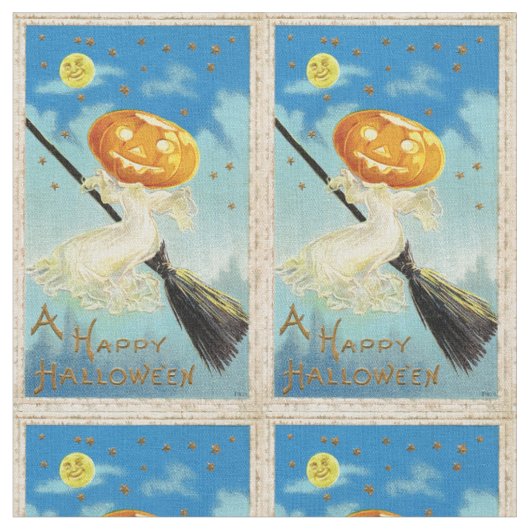 Falln Happy Halloween Pumpkin Hexe Stoff (Nahaufnahme)