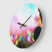 Falln Holi Colors Große Wanduhr (Winkel)