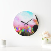 Falln Holi Colors Große Wanduhr (Zuhause)