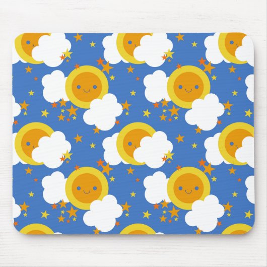 Falln Kawaii Moon, Sterne, Sonnenschein Mousepad (Vorne)