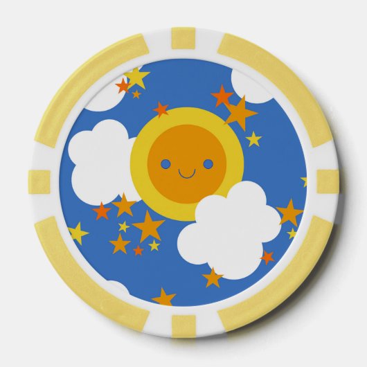 Falln Kawaii Moon, Sterne, Sonnenschein Pokerchips (Vorderseite)