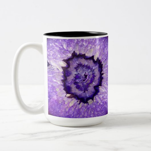 Falln lila Achat Geode Zweifarbige Tasse (Links)
