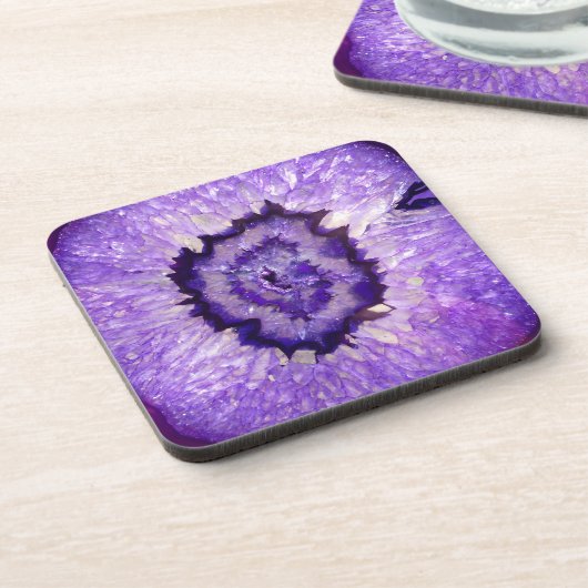 Falln Lila Agate Geode Getränkeuntersetzer (Linke Seite)