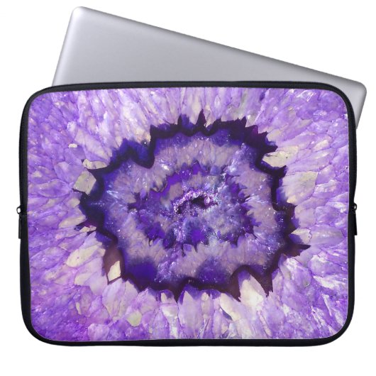 Falln Lila Agate Geode Laptopschutzhülle (Vorderseite)