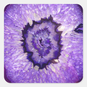 Falln Lila Agate Geode Quadratischer Aufkleber
