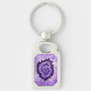 Falln Lila Agate Geode Schlüsselanhänger