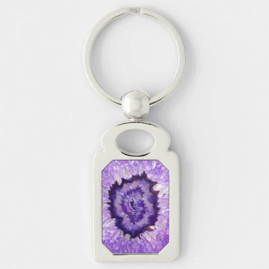Falln Lila Agate Geode Schlüsselanhänger (Vorderseite)