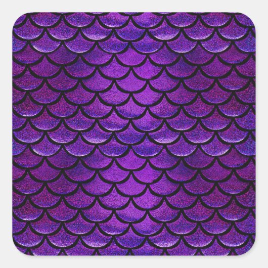Falln Lila & Blue Mermaid Scales Quadratischer Aufkleber (Vorderseite)