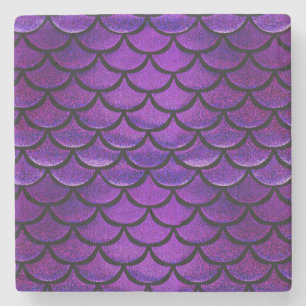 Falln Lila & Blue Mermaid Scales Steinuntersetzer