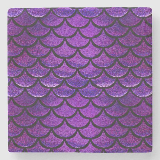 Falln Lila & Blue Mermaid Scales Steinuntersetzer (Vorderseite)