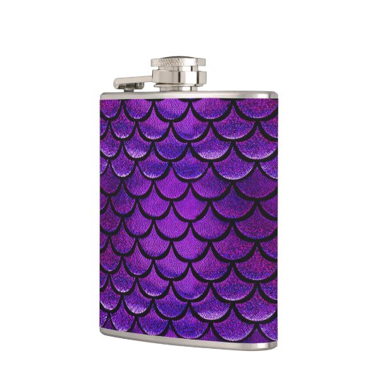 Falln lila u. blaue Meerjungfrau-Skalen Flachmann (Links)