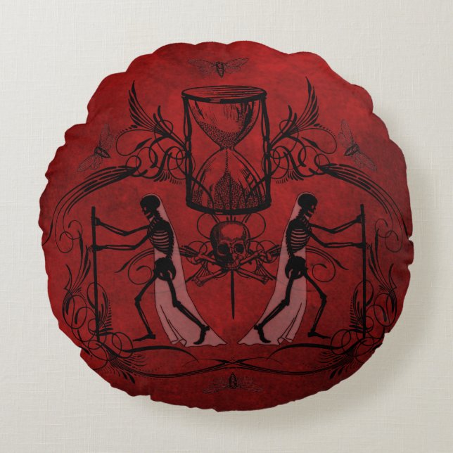 Falln Memento Mori Rundes Kissen (Vorderseite)