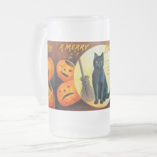 Falln Merry Halloween Cat Mattglas Bierglas (Vorderseite Links)
